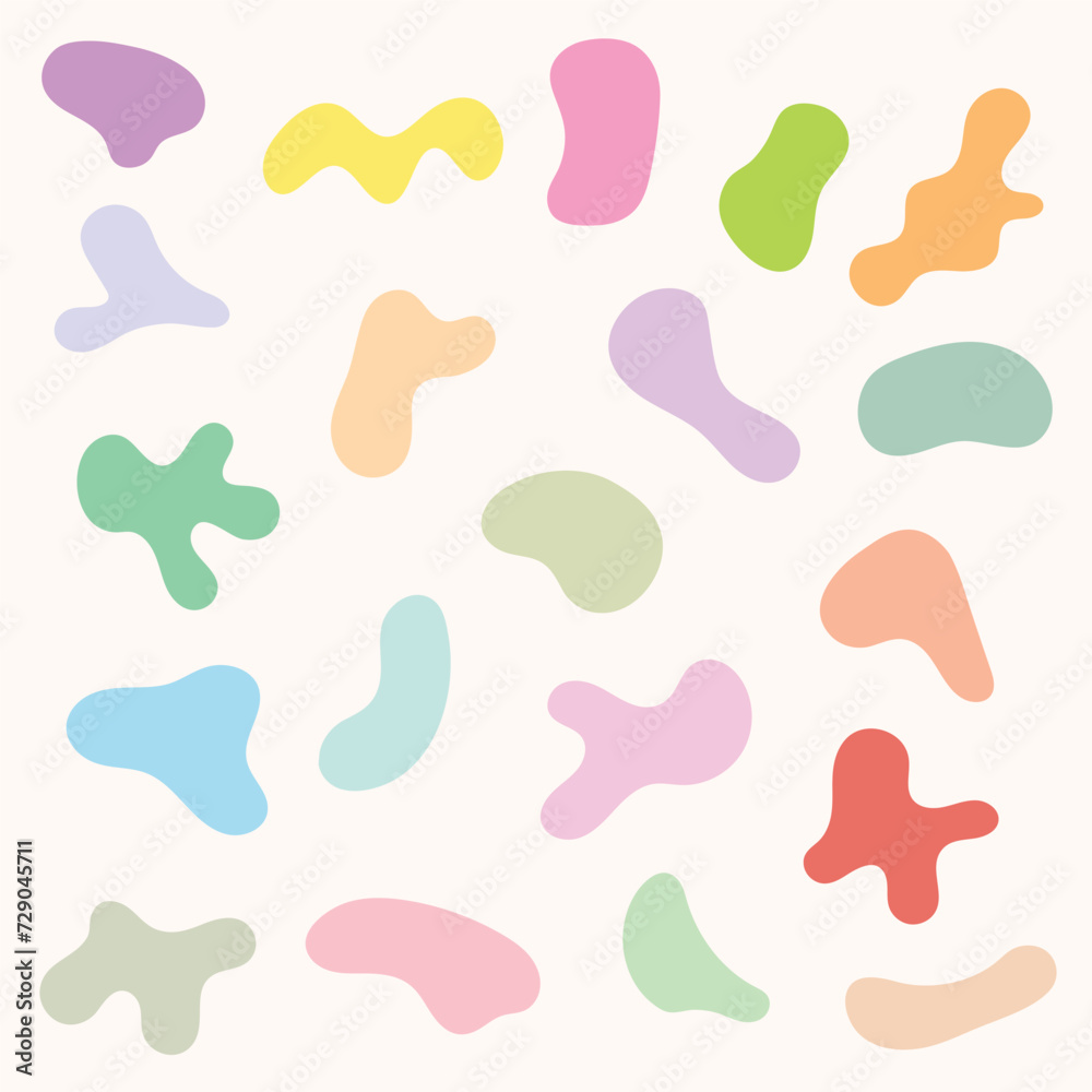 colorful handdrawn abstract blob shapes collection vector