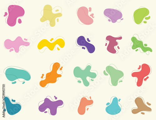 irregularly shaped colorful liquid blobs collection abstract style vector