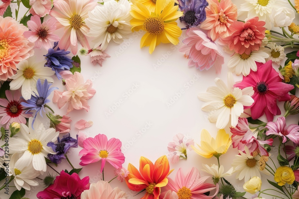 Floral composition on a white background, space for text, concept of Valentine Day, Mother Day, Women Day, wedding day