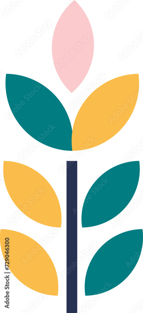 Geometric Abstract Branch With Leaves Geometric Abstract Branch With Leaves