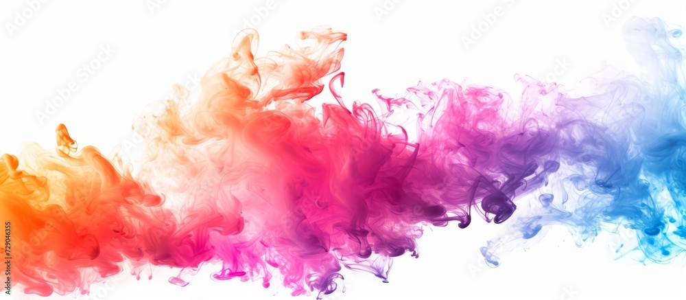 Colorful smoke and ink on a plain white background.