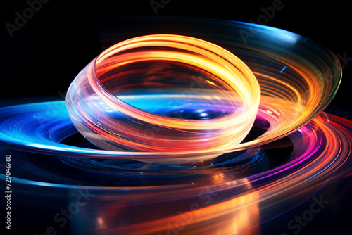 Graphic resources. Abstract colorful spinning surface in motion blur background with copy space
