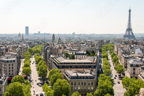 Panoramic View from Arc de Triomphe South to Tour Eiffel, Paris © Cavan