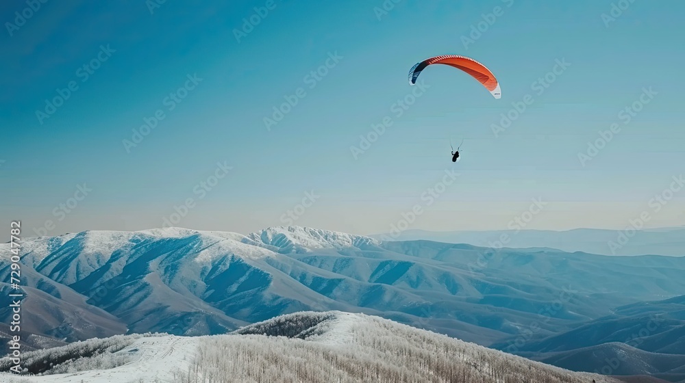 Soaring high above the clouds, the paraglider captures the essence of freedom and adventure. Soaring high above the clouds, the paraglider captures the essence of freedom and adventure.