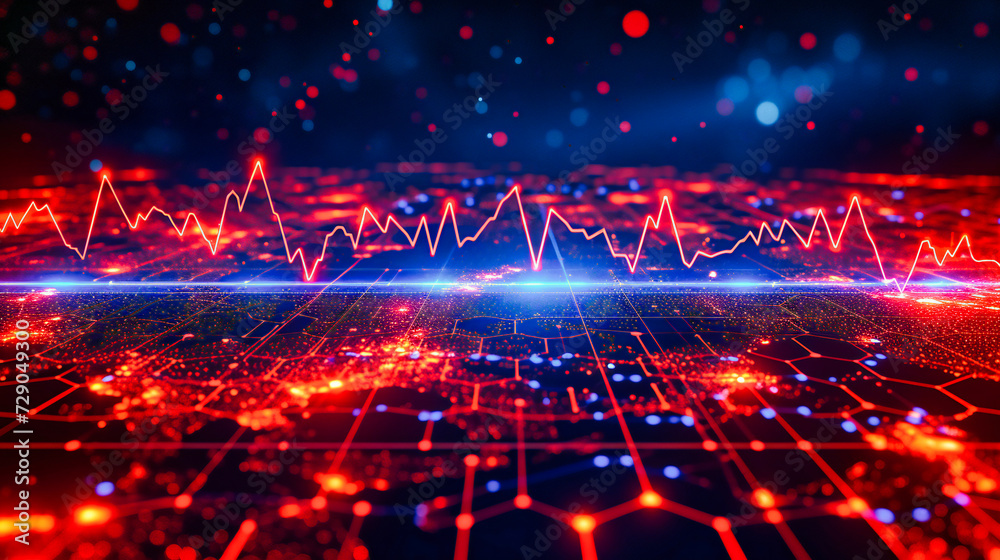 Obraz premium Digital Technology and Data Analysis, Abstract Blue Background, Futuristic Business and Science Concept