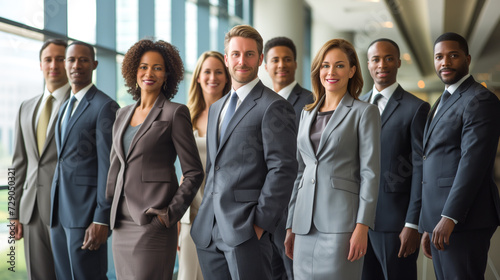 Corporate staff portrayed in a professional setting, featuring a balanced mix of male and female professionals