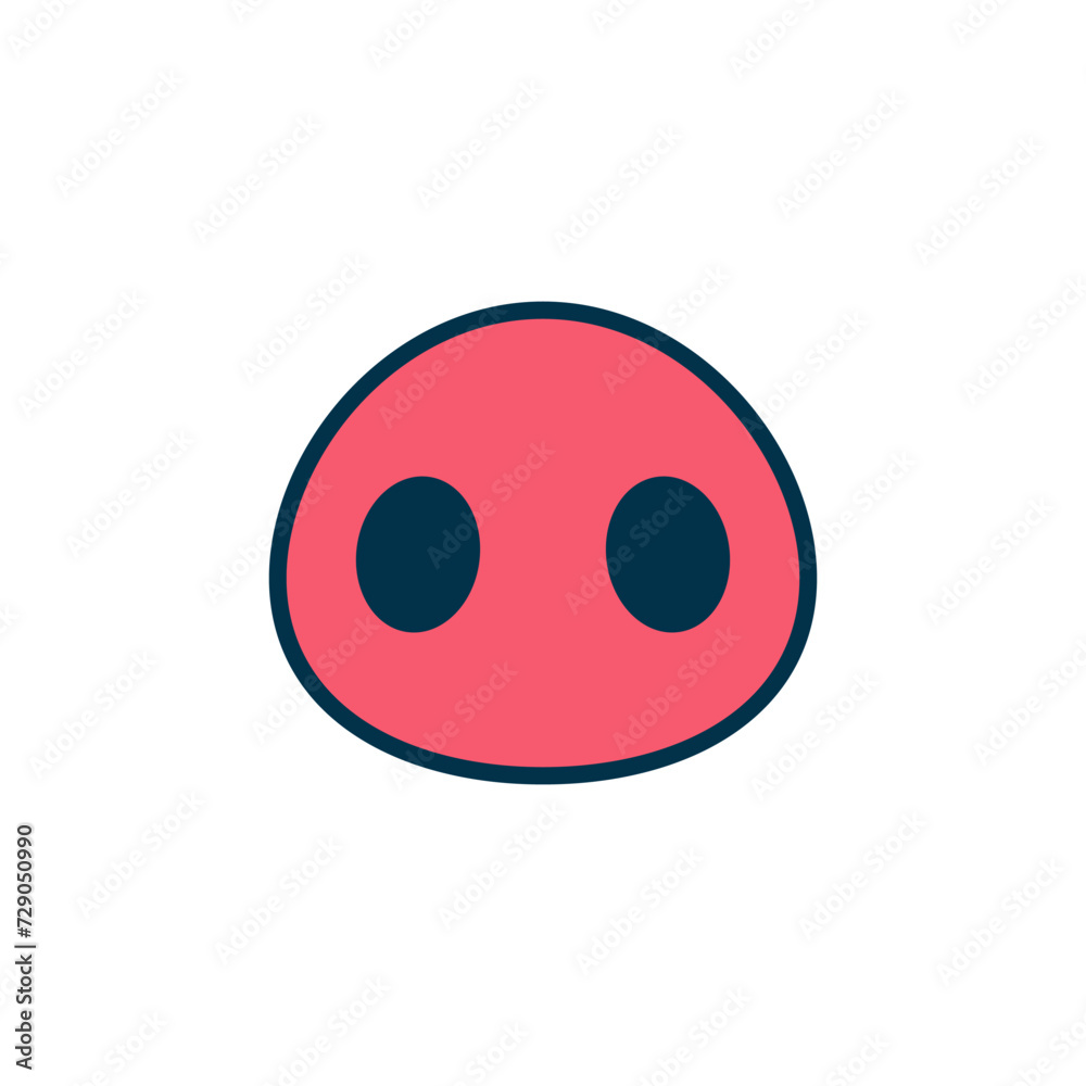 Fototapeta premium Pig pink nose icon. Color vector illustration on white background. 