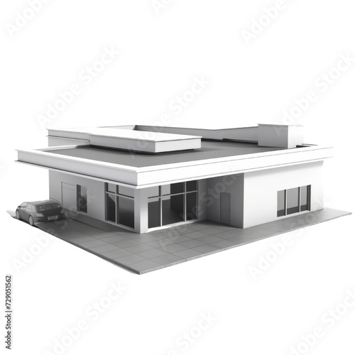 Flat Roof House PNG Cutout, Generative AI © Githa