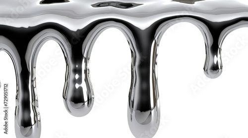 3D illustration of liquid chrome dripping.