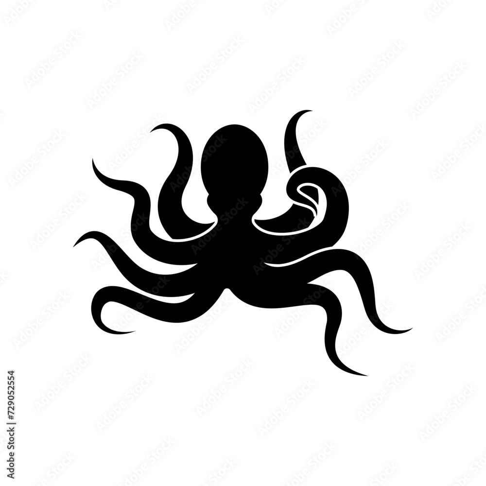 Octopus silhouette vector isolated on white background Octopus silhouette vector isolated on white background