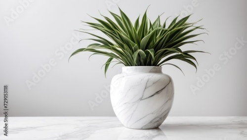 Wallpaper Mural Vase and plants on white marble table and background Torontodigital.ca