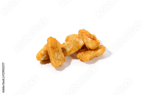 Golden Fried Cheese Sticks Isolated on White Background