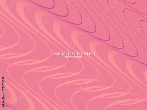 Vector illustration of bright color abstract pattern background with line gradient texture for minimal dynamic cover design. Pink plaque poster template. Luxurious background with line patterns with a