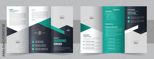 Modern agriculture farming service trifold brochure layout, agro farm flyer organic farming trifold brochure design template vector