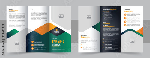 Multicolor modern lawn care or agro trifold brochure design template layout vector