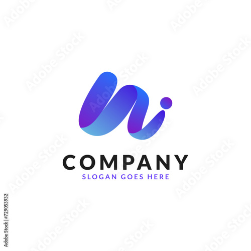 Luminous Wavelength Dynamic Vibrant Abstract Gradient Logo With the Letter W