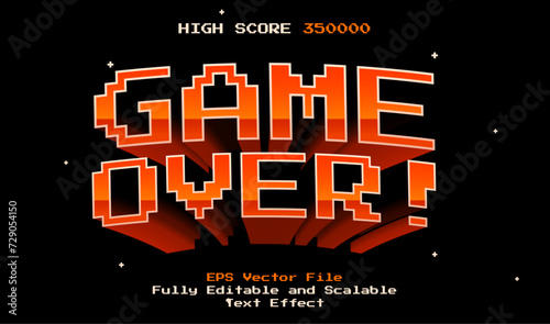 3D game over pixel editable text effect
