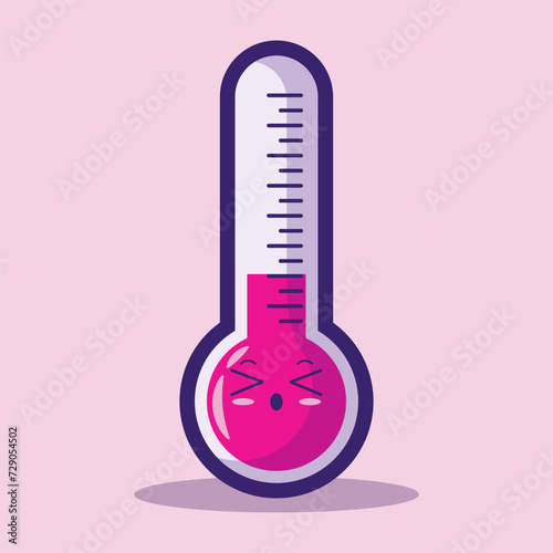 cute kawaii thermometer character cartoon vector icon illustration