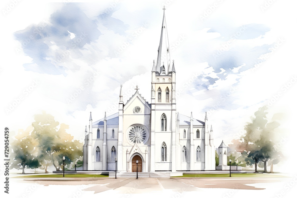 Naklejka premium Watercolor illustration of St. Patrick's Cathedral in Dublin, Ireland