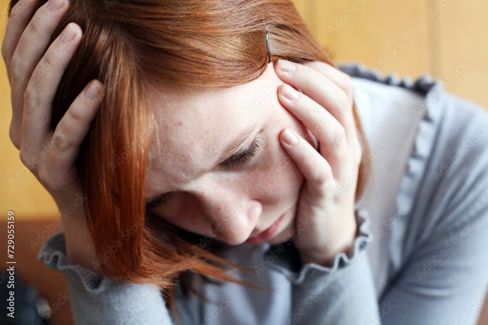 Teen girl is crying