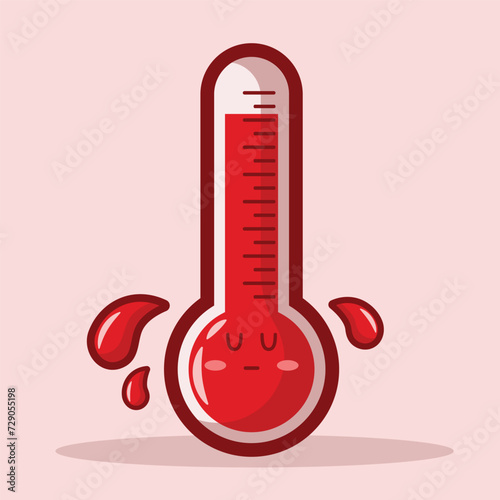 cute kawaii hot thermometer character cartoon vector icon illustration
