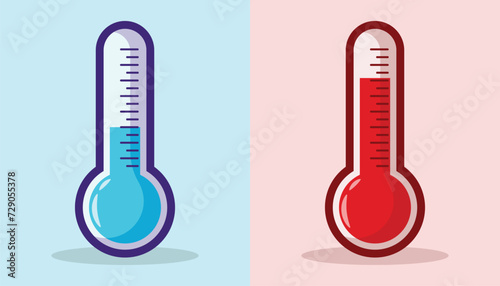thermometer hot and cold temperature cartoon vector icon illustration