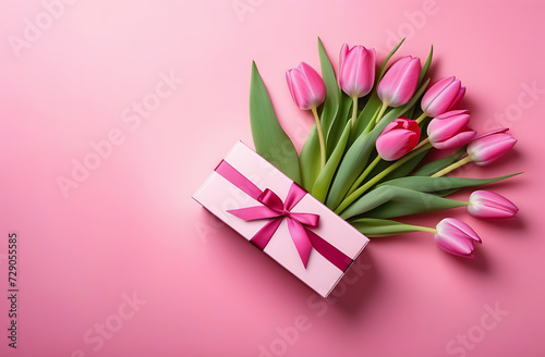 Pink card for the holiday, pink flowers on a pink background for the inscription of congratulations,