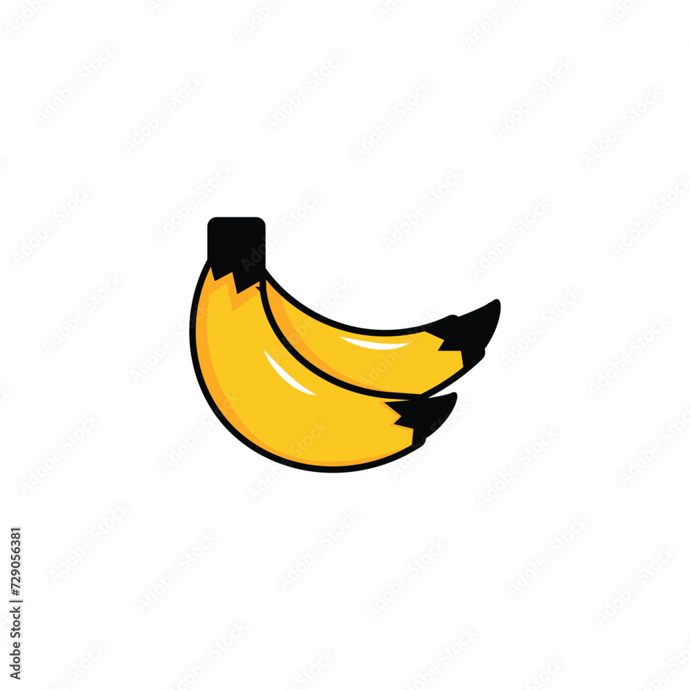 Peeled banana cute icon vector art illustration
