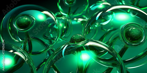 Emerald Orbs In Solitude Against A Dark Backdrop 3d Rendering Background AI Generative 