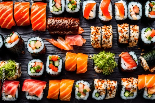 A delectable tray of sushi rolls demonstrating varied flavors and textures.