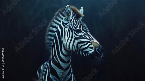 Majestic Zebra Portrait with Dark Moody Background