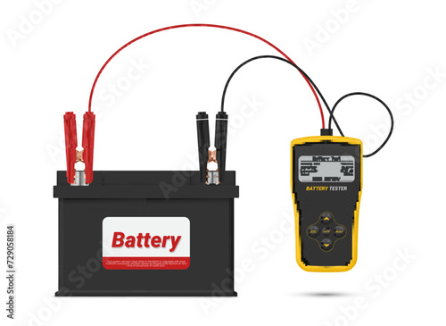 Car battery testing electrical equipment automotive accumulator charge testing realistic vector