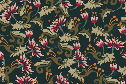 Seamless paisley embroidered floral motif pattern in vector, for design, fabric, wrapping, digital motif, background, wallpaper, print, clothing, etc. 