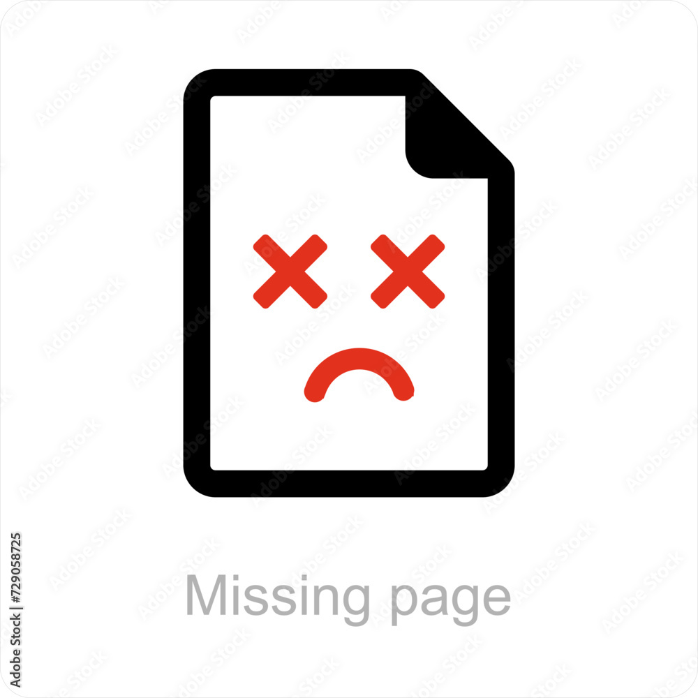 missing page and file icon concept missing page and file icon concept