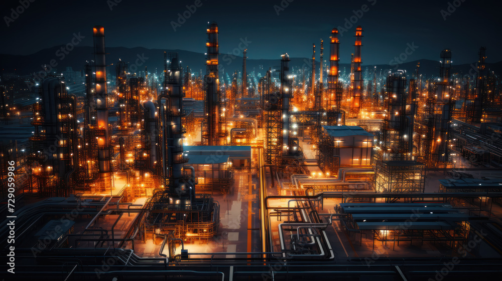 Fototapeta premium Aerial view oil refinery, refinery plant, refinery factory