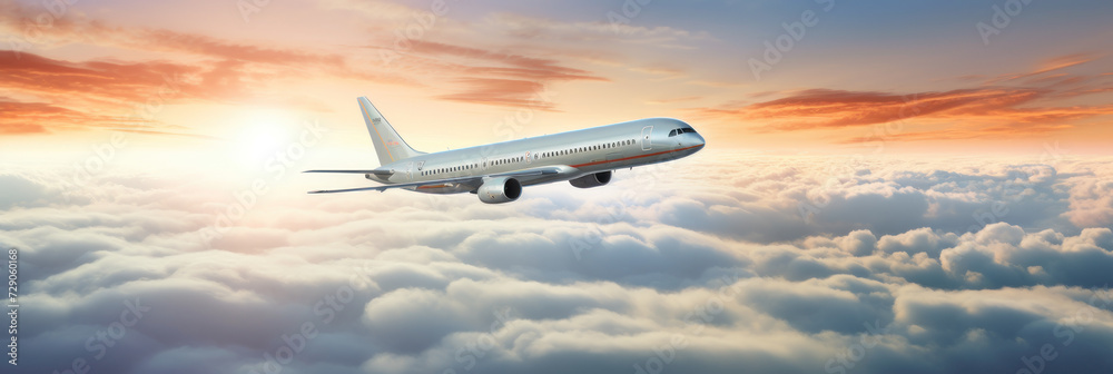 Aircraft soaring above the cloud-draped earth