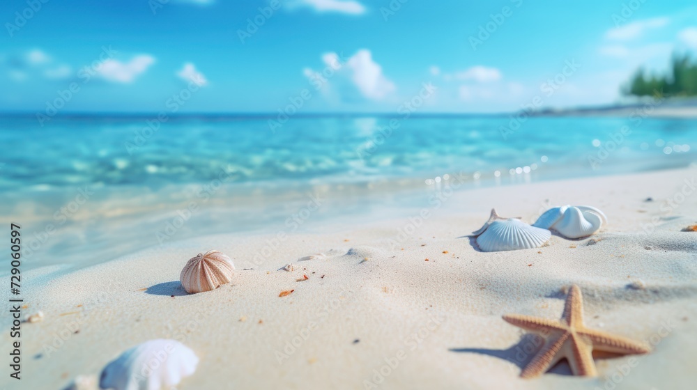 Sea shells on the sandy beach. Summer vacation concept. Sea shells on the sandy beach. Summer vacation concept.