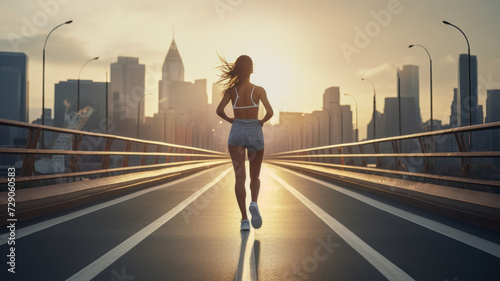 young man runner start running on road