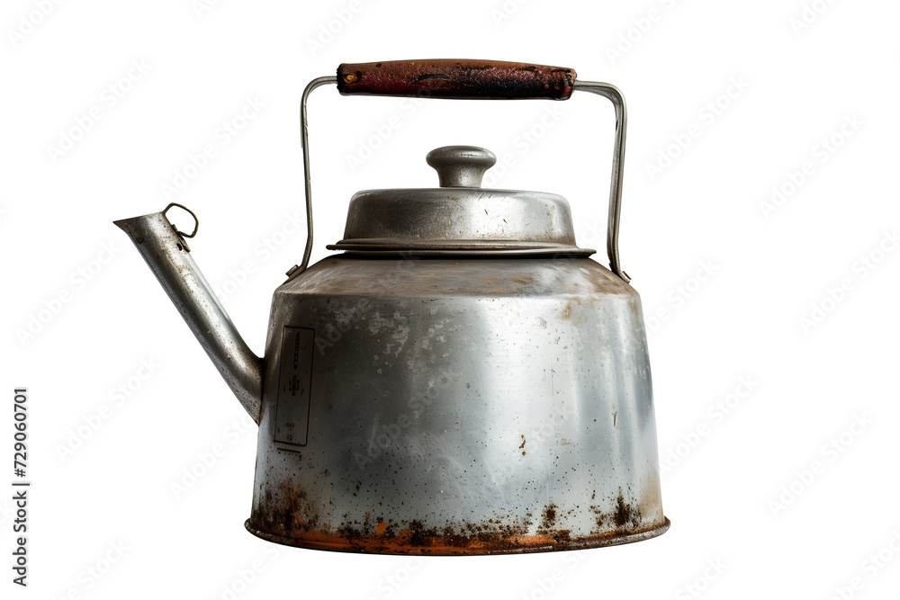 Old metal kettle with clipping path PNG
