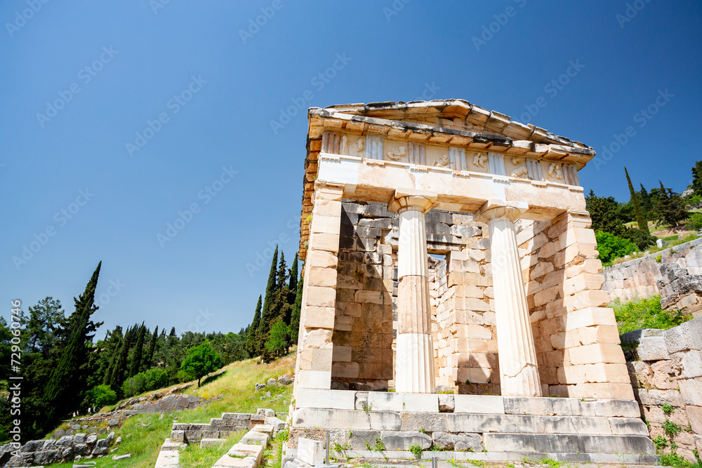 Delphi, Greece. The athenian treasury	