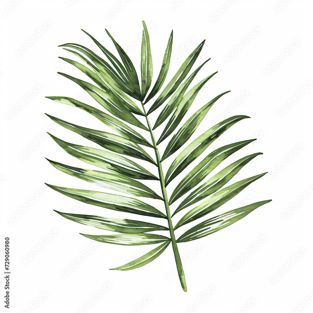  Palm  leave of the plants in watercolor style Handawn illustration