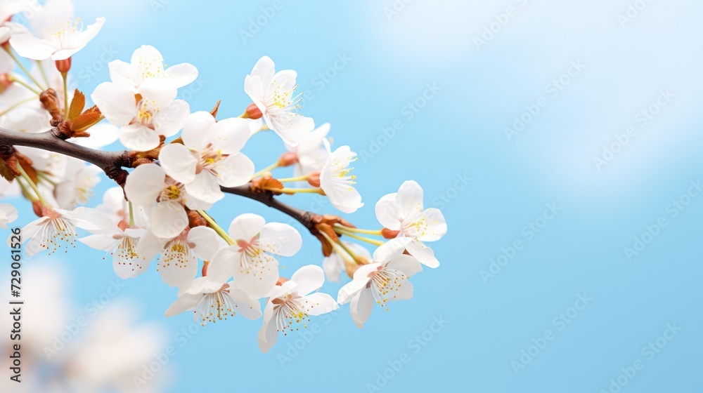 cherry blossom on blue sky background with copy space for text cherry blossom on blue sky background with copy space for text