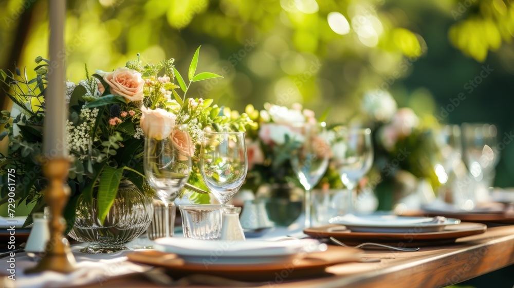 Banquet luxury wedding with flowers decor on the table Banquet luxury wedding with flowers decor on the table