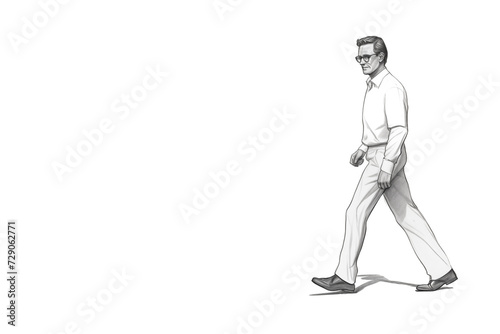 Handmade sketch drawing of a man, with pencil on white background