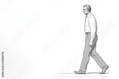 Handmade sketch drawing of a man, with pencil on white background