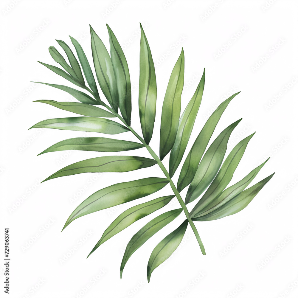 Palm leave of the plants in watercolor style Handawn illustration Palm leave of the plants in watercolor style Handawn illustration