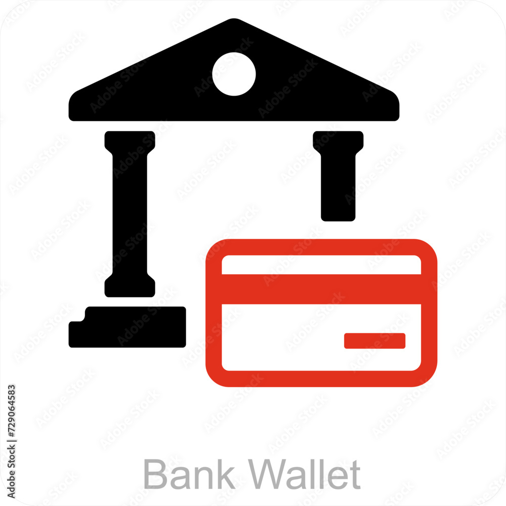 Bank Wallet and banking icon concept Bank Wallet and banking icon concept