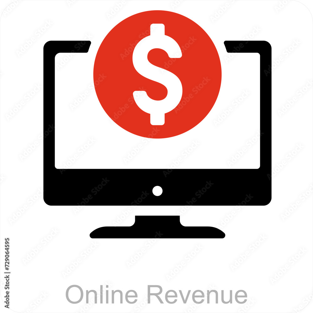 Online Revenue and digital money icon concept Online Revenue and digital money icon concept