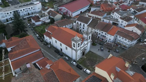 Aerial panoramic view of Matriz church São Martinho, Fundão, Portugal photo