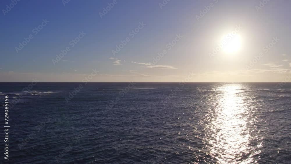 fast take off from beach to traveling across the water to follow the suns reflection across the water before sunset Pacific ocean fast take off from beach to traveling across the water to follow the suns reflection across the water before sunset Pacific ocean